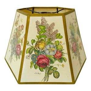Mid-Century Floral Rose Paper Hexagonal Lampshade