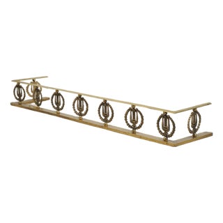 Vintage French Style Wreath & Lyre Brass Fireplace Fender For Sale