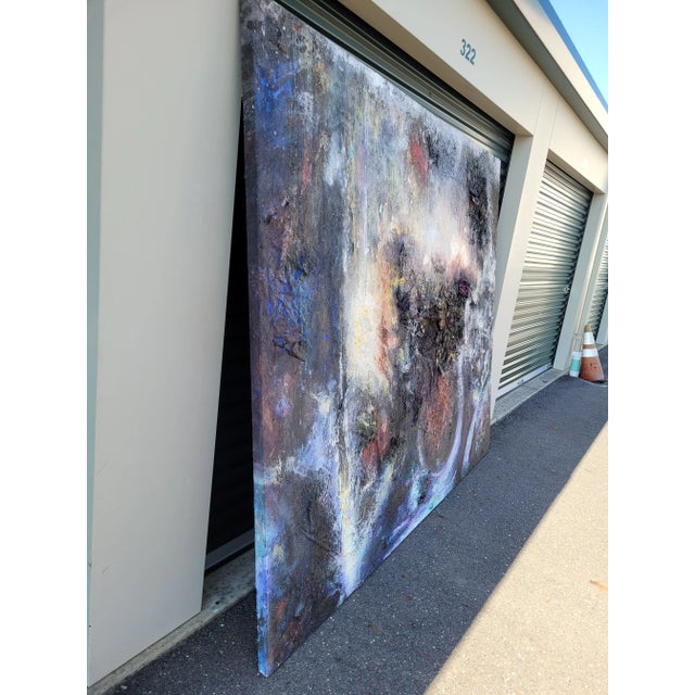 Textile Large Mixed Media Vintage Abstract Painting by Peter Halsey For Sale - Image 7 of 8