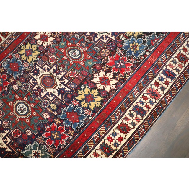 Textile Snowflake Antique Leshghi Caucasian Rug rug no.j3916 For Sale - Image 7 of 8