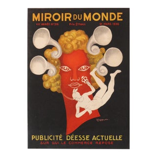1936 Original French Art Deco Poster, Cappiello - Miroir Du Monde For Sale