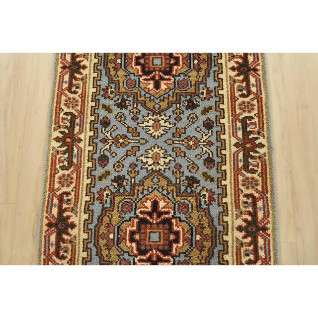 2020s Heriz Runner 2’6” X 9’10” Blue Wool Tribal Hand-Knotted Oriental Rug For Sale - Image 5 of 12