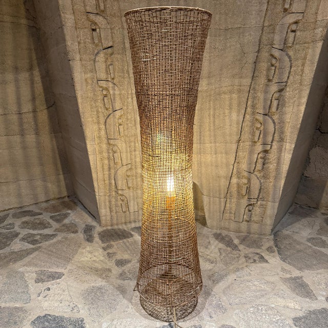 Modern Vintage Wicker Rattan Woven Floor Lamp For Sale - Image 3 of 6