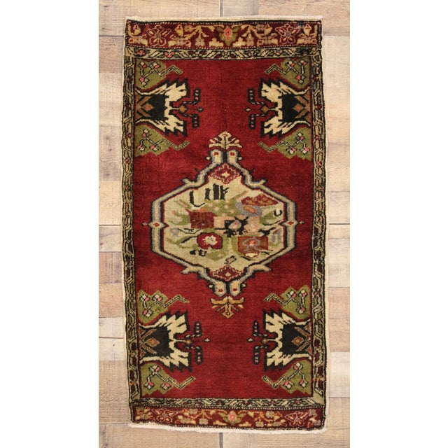 Red Vintage Turkish Yastik Rug - 01'09 X 03'05 For Sale - Image 8 of 8