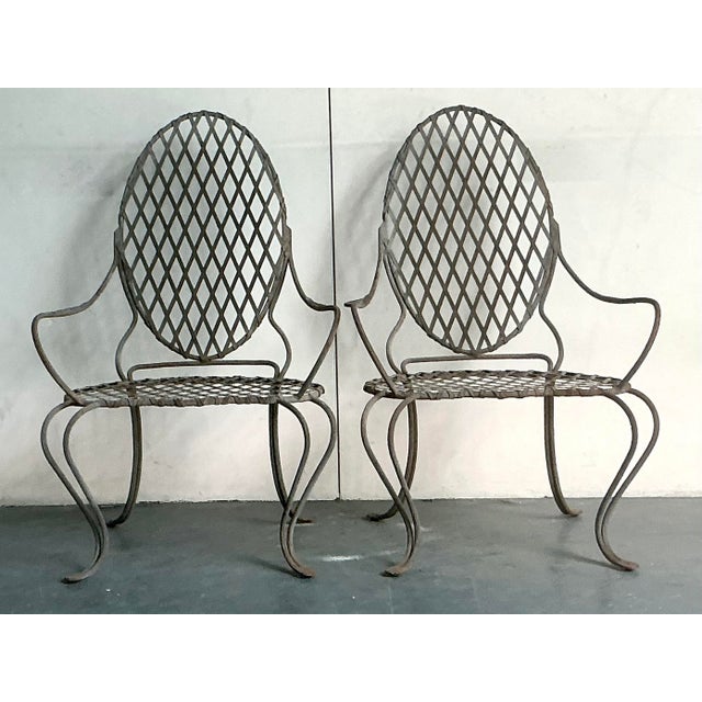Vintage Boho Rose Tarlow Twig Wrought Iron Lounge Chairs - A Pair For Sale In West Palm - Image 6 of 7