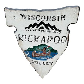 Vintage Wisconsin Kickapoo Valley Handmade Sign For Sale