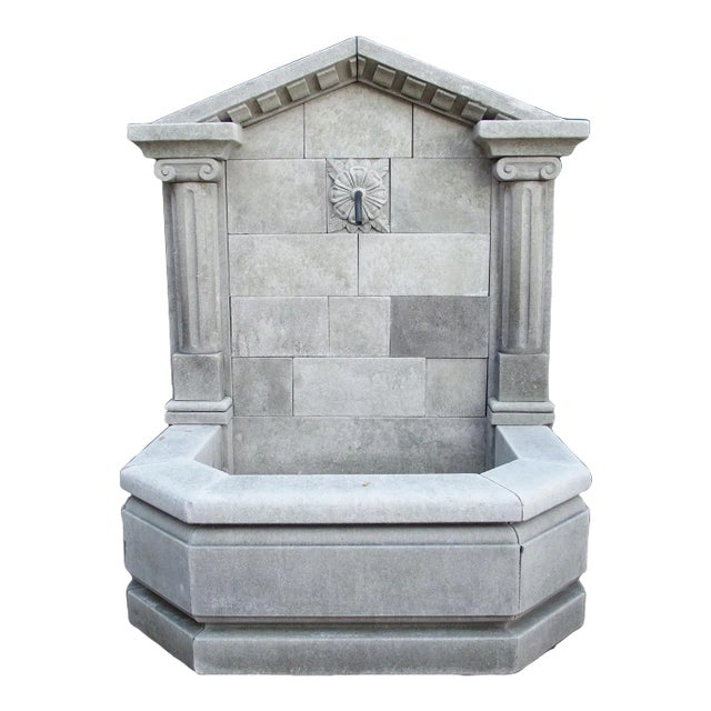 Neoclassical Style Carved Limestone Wall Fountain From Northern Italy For Sale
