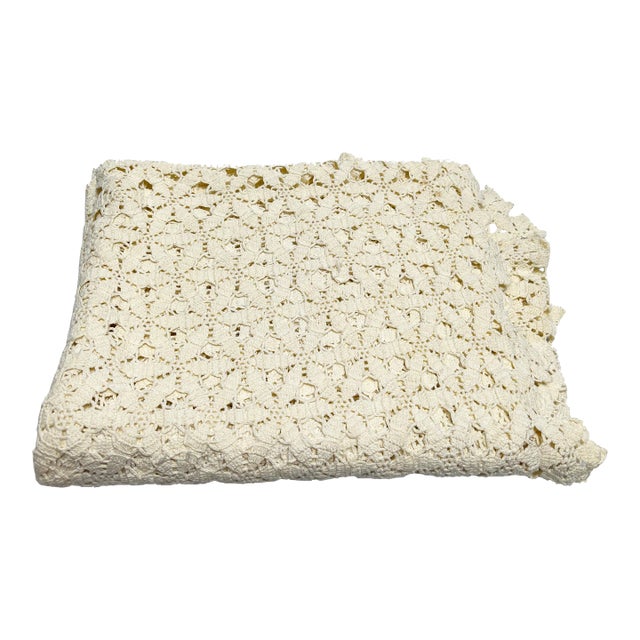 Vintage French Hand Crocheted Blanket Chairish