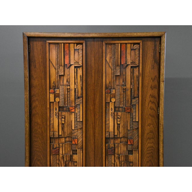 Brutalist MCM Lane Pueblo Walnut Armoire Dresser For Sale - Image 10 of 10