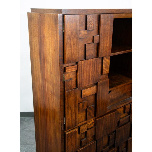 Mid Century Modern Dresser Highboy Lane Mosaic Pueblo Brutalist 5 Drawer Wood For Sale - Image 10 of 13