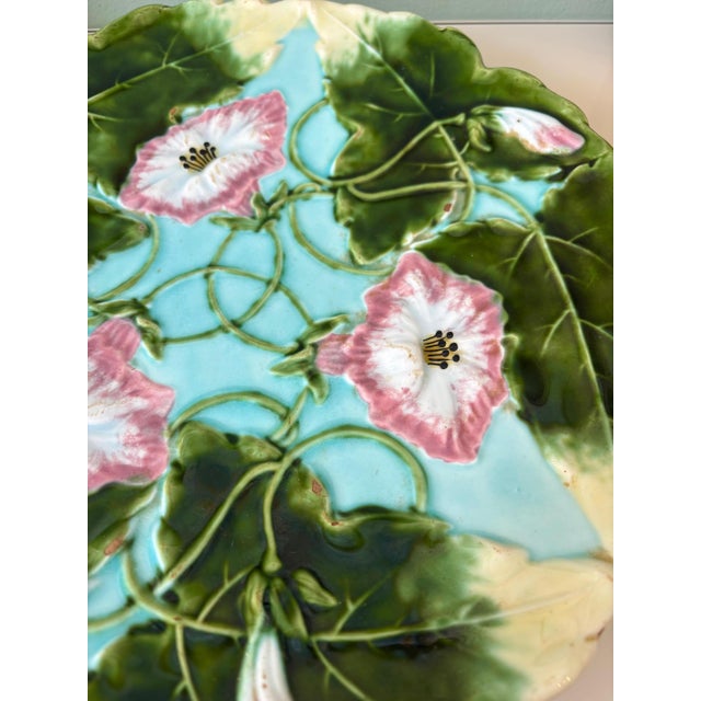 Art Nouveau wall plate, circa 1890/1900 Bohemian ceramic, Kremnice (Kremnitz), Slovakia, with relief floral decoration,...