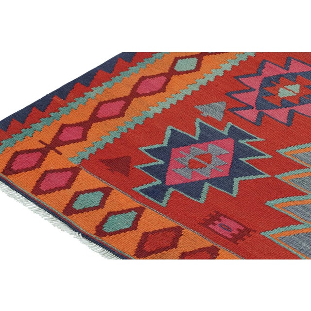 1950s Vintage Northwest Persian Kilim in Red With Blue Medallions by Rug & Kilim For Sale - Image 5 of 7