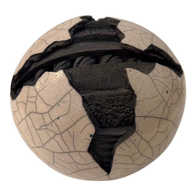 Vintage Michael Mick Raku Ceramic Sphere Sculpture For Sale
