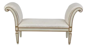Dennis & Leen for Formations Gustavian Style Scroll Arm Painted Bench