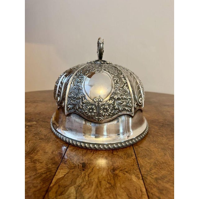 1900 - 1909 Antique Edwardian Silver Plated Meat Cover, 1900 For Sale - Image 5 of 7