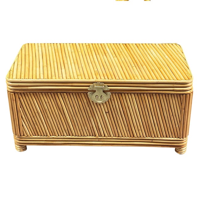 A beautifully restored handcrafted coastal split reed rattan covered pine trunk featuring intricate traditional Chinese...