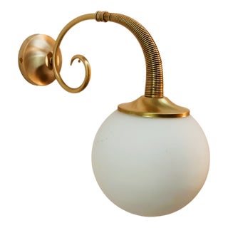 Brass Wall Light with Glass Sphere For Sale