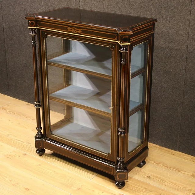 Antique English Inlaid Display Cabinet, 1880 For Sale - Image 13 of 14