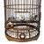 Antique Cantonese Carved Teak Wood Bird or Canary Cage With 5 Blue & White Porcelain Bowls For Sale - Image 4 of 10