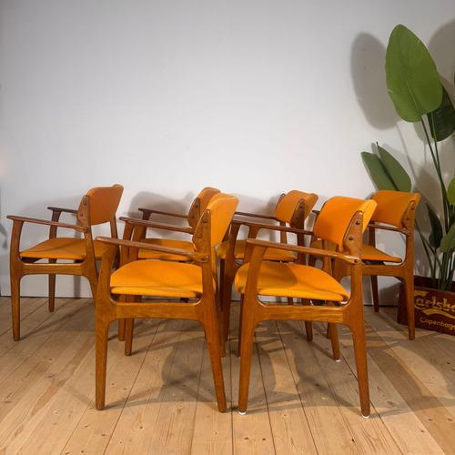 Brown Vintage Armchairs by Erik Buch, 1960s, Set of 6 For Sale - Image 8 of 8