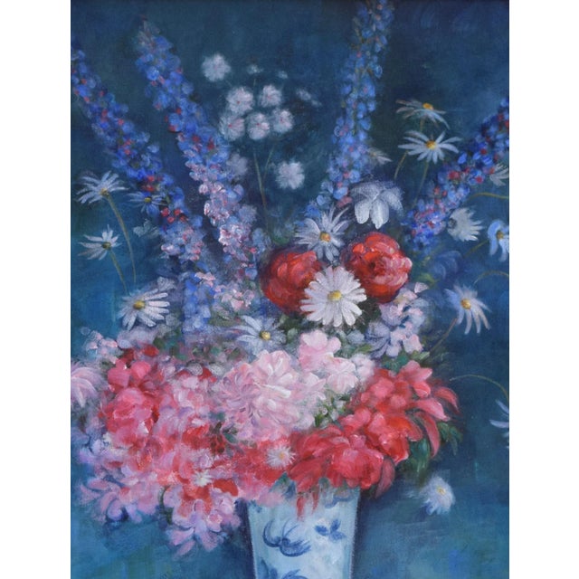 Vintage Impressionist Chinoiserie Floral Still Life Oil Painting For Sale - Image 4 of 9