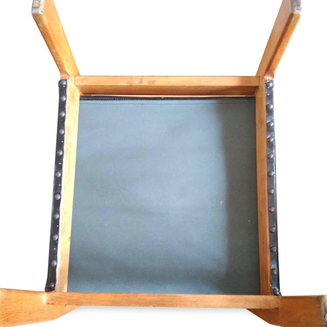 Brown Solid Oak Armchair by Guillerme & Chambron, France, 1960s For Sale - Image 8 of 9