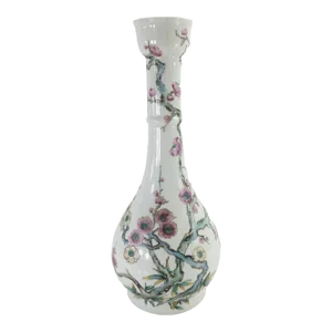 20th Century Japanese Kutani Chinoiserie Style Prunus Vase or Lamp Base