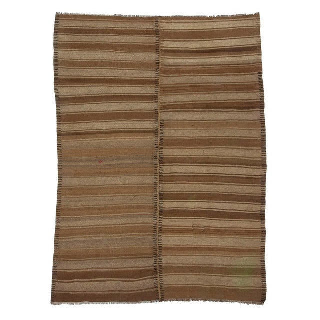 Textile Vintage Turkish Natural Brown Kilim Rug - 5′9″ × 7′10″ For Sale - Image 7 of 7