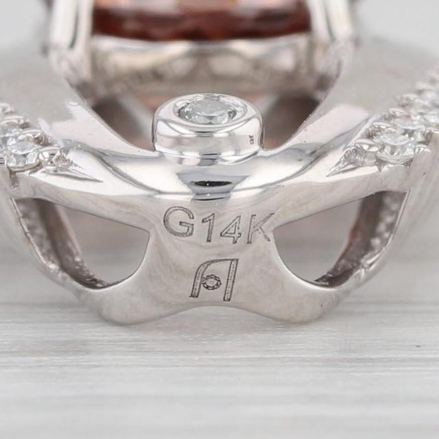 New 2.83ctw Brown Zircon Diamond Pendant 14k White Gold Floating Drop For Sale - Image 4 of 5