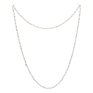 Bead & Ball Station Chain Necklace in Platinum, 17 Inch, 9.3 Gm For Sale