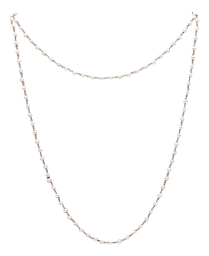 Bead & Ball Station Chain Necklace in Platinum, 17 Inch, 9.3 Gm