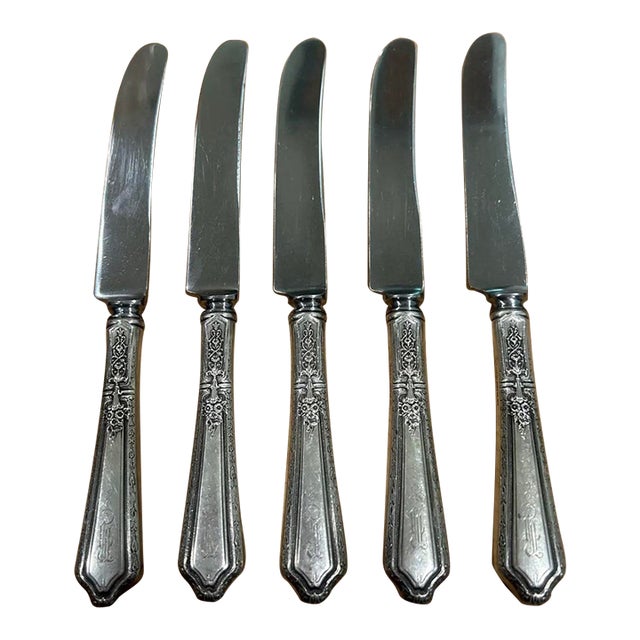 1923 Knives in Old French Hollow Pattern Made by Towle Silversmiths - Set of 5 For Sale