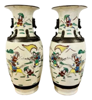 Victorian Chinese Cracked Glazed Vases, 1860s, Set of 2