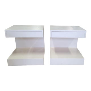 Vintage Grasscloth End Tables/Nightstands-A Pair For Sale