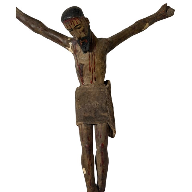 18th Century Antique 18th C Corpus Christi Sculpture Crucified Christ Wooden Statue For Sale - Image 5 of 5