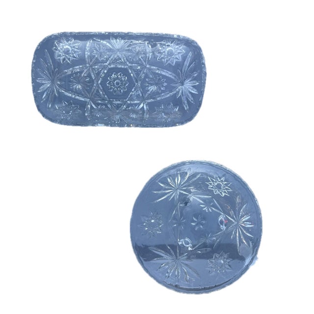 Vintage 1960’s Early American Prescut Anchor Hocking Star of David Three-Toed Bowl and Trays- Set of 3 For Sale - Image 9 of 10