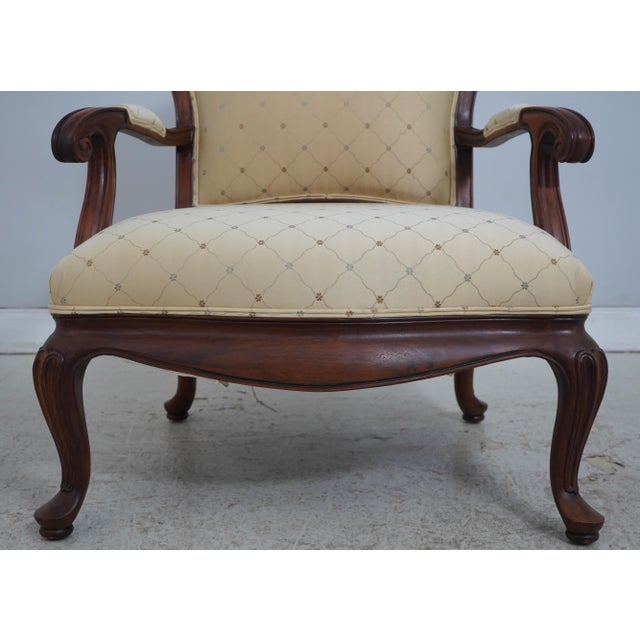 Thomasville Curved Queen Anne Style Chair & Ottoman For Sale - Image 11 of 18