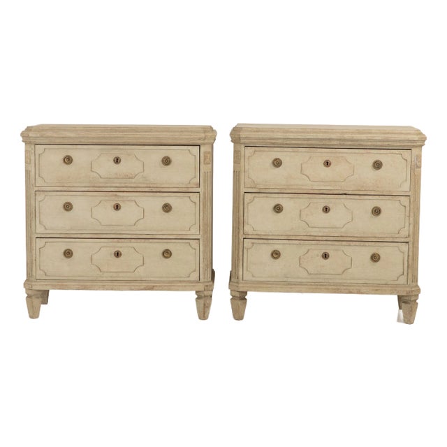 Gustavian Style Pine Chests of Drawers - A Pair For Sale