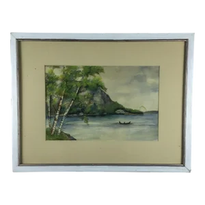 Vintage Original Watercolor Painting Framed Matted