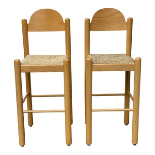 Late 20th Century Italian Wooden Barstools - a Pair For Sale