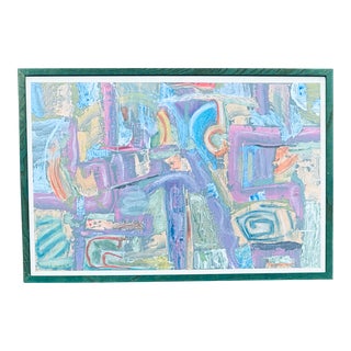 Vintage Multi-Color Original Signed Abstract Painting by Watkins For Sale