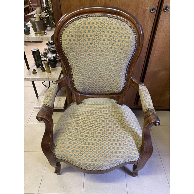 Louis XV Style Armchair in Wood and Fabric, 1960s For Sale - Image 16 of 17