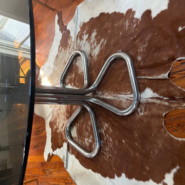 Vintage Chrome and Glass Dining Table Attributed to Giotto Stoppino For Sale In Philadelphia - Image 6 of 9