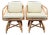 1970s Ficks Reed Mid Century Modern Bamboo / Rattan Swivel Dinette Chairs - A Pair For Sale