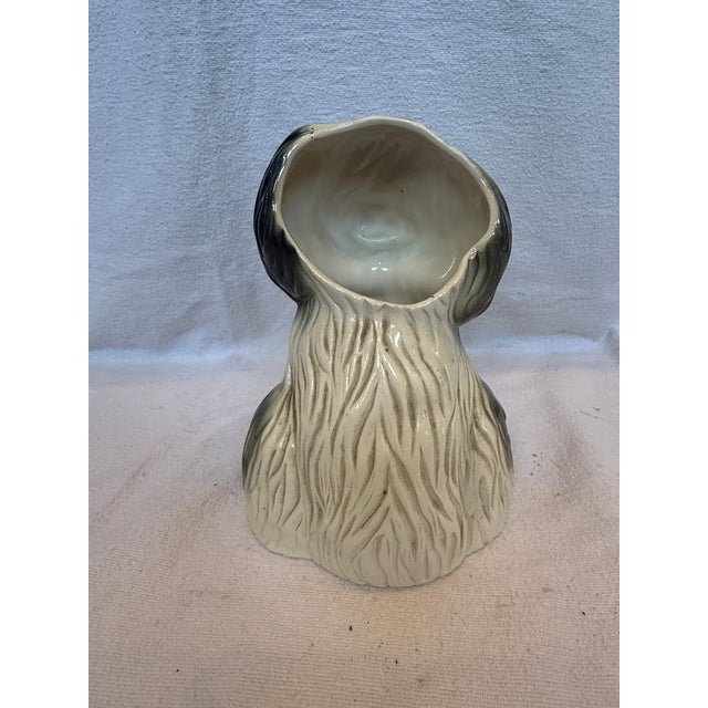 American 1940s Porcelain Shaggy Sheep Dog Planter For Sale - Image 3 of 9