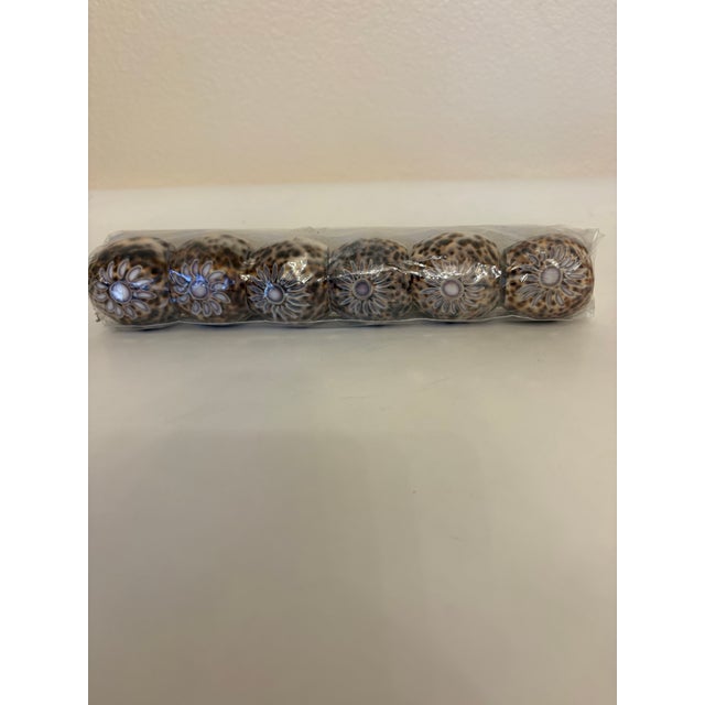Mid-Century Modern 1970s Tiger Cowrie Shell Napkin Rings, Set of 6 For Sale - Image 3 of 4