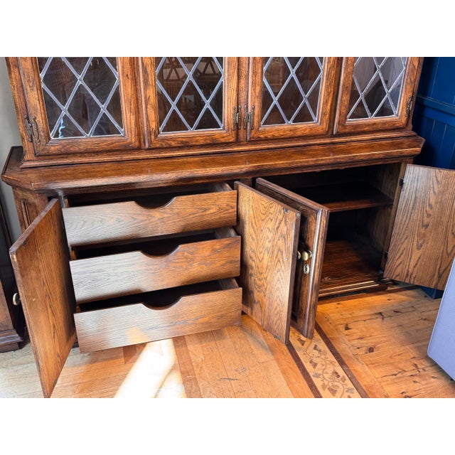 Brown Century Furniture English Tudor Style Oak Wood Cabinet, Vintage For Sale - Image 8 of 12