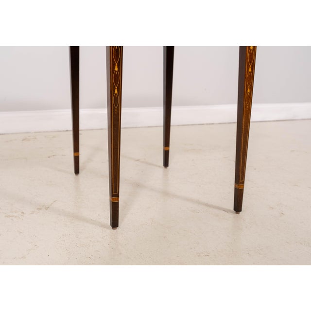 Pair of Stickley Inlaid Mahogany Drop-Leaf Pembroke Tables For Sale - Image 11 of 18