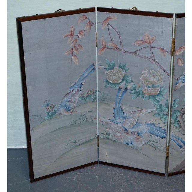 Vintage Oriental Room Divider with Birds and Flowers For Sale - Image 15 of 16