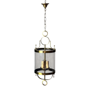 Mid 20th Century Neoclassical French Brass and Blown Glass Lantern